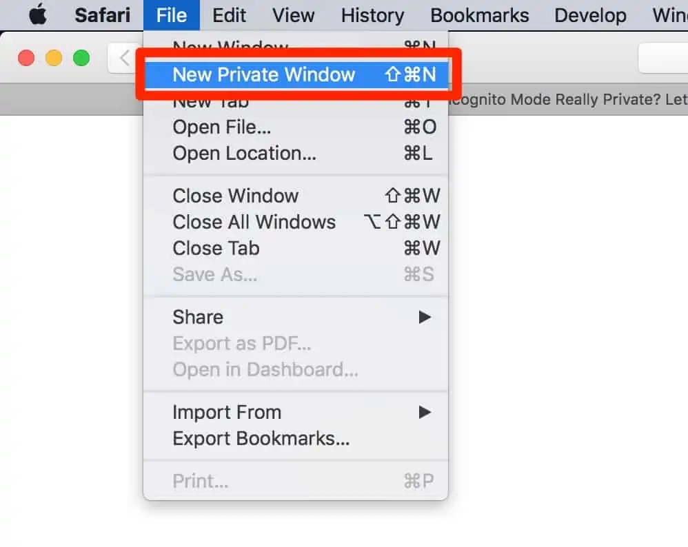 Safari New Private Window