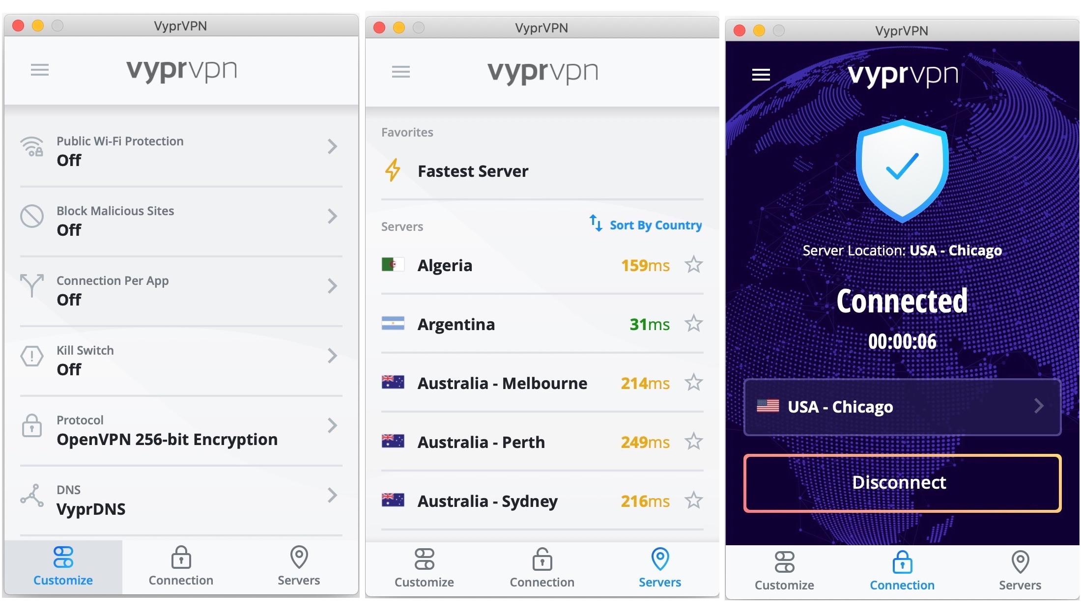 VyprVPN Connection Page