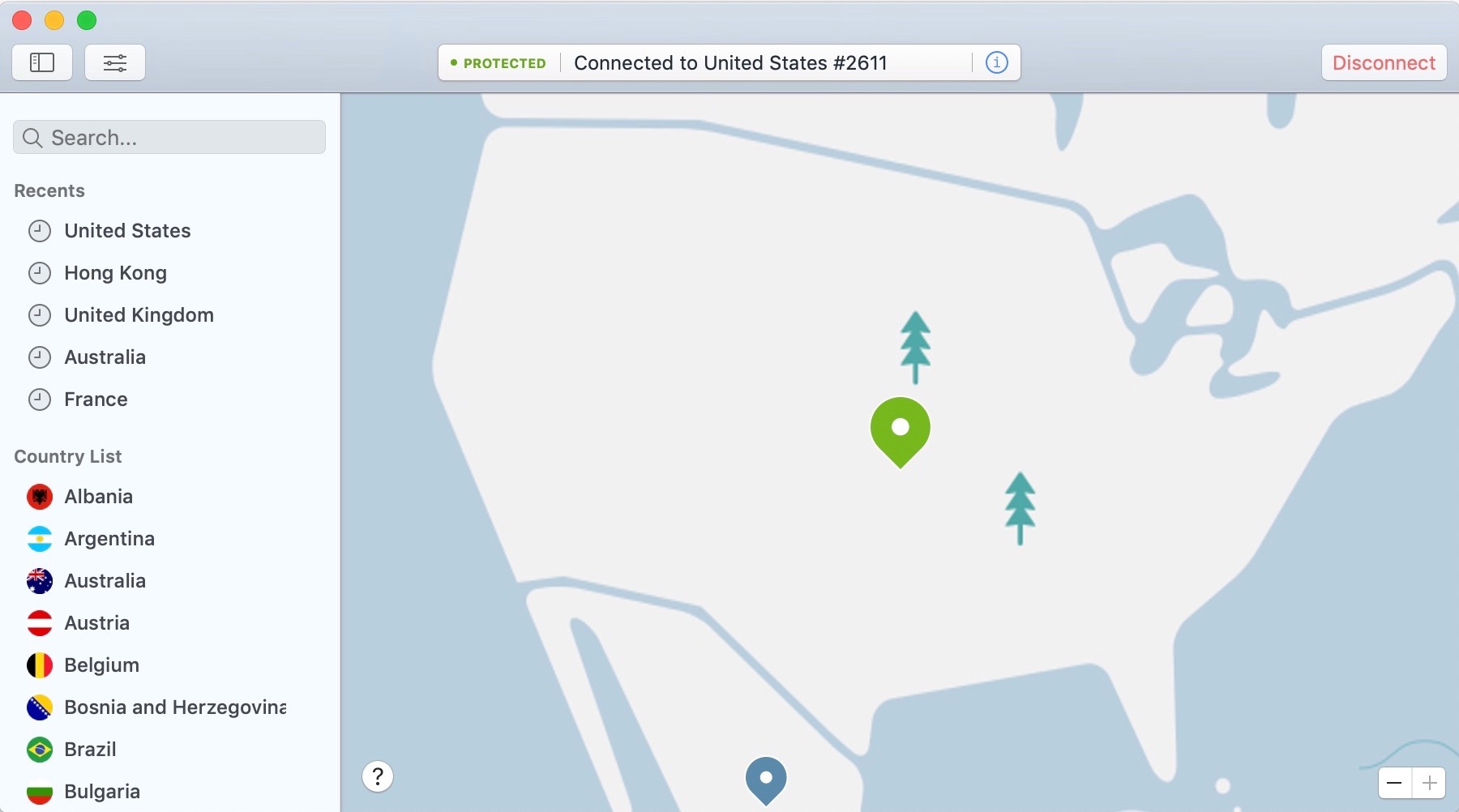 NordVPN connection list