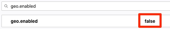 Firefox geoenabled false