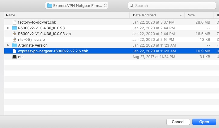 Installing ExpressVPN Firmware Step 5