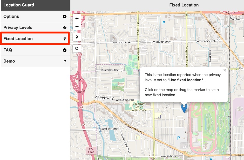 Location Guard View Fixed Location