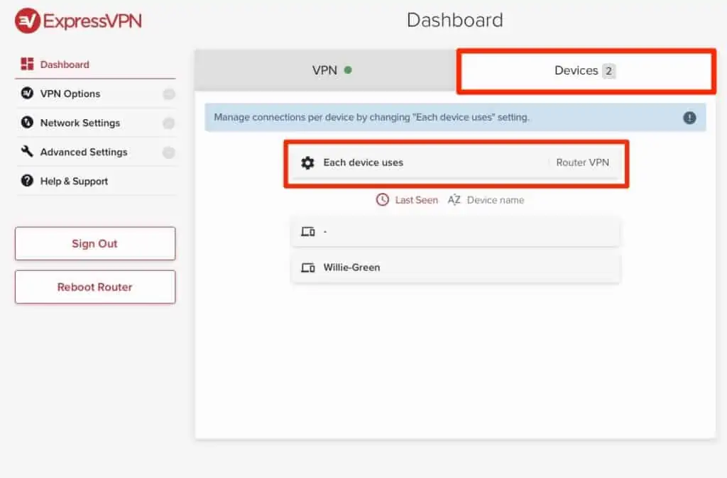 Managing the ExpressVPN Router Step 2
