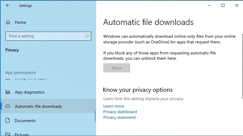 windows 10 automatic file downloads