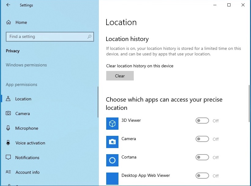 windows 10 location history