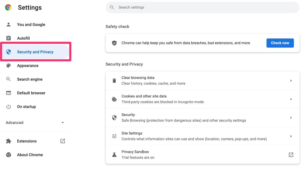 Chrome Browser Settings