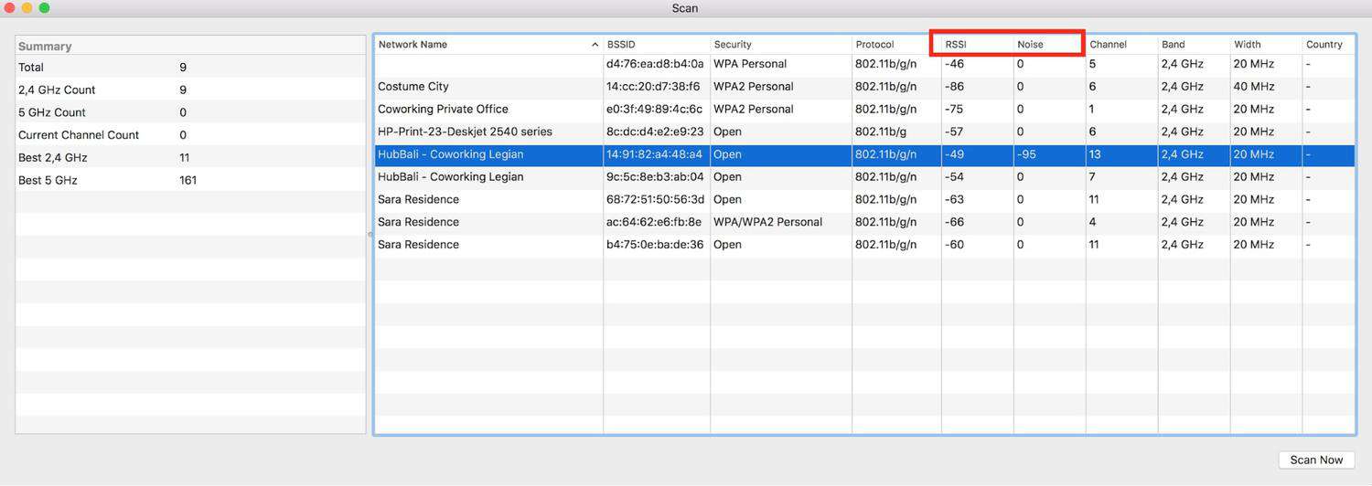 WiFi Diagnostics Screenshot