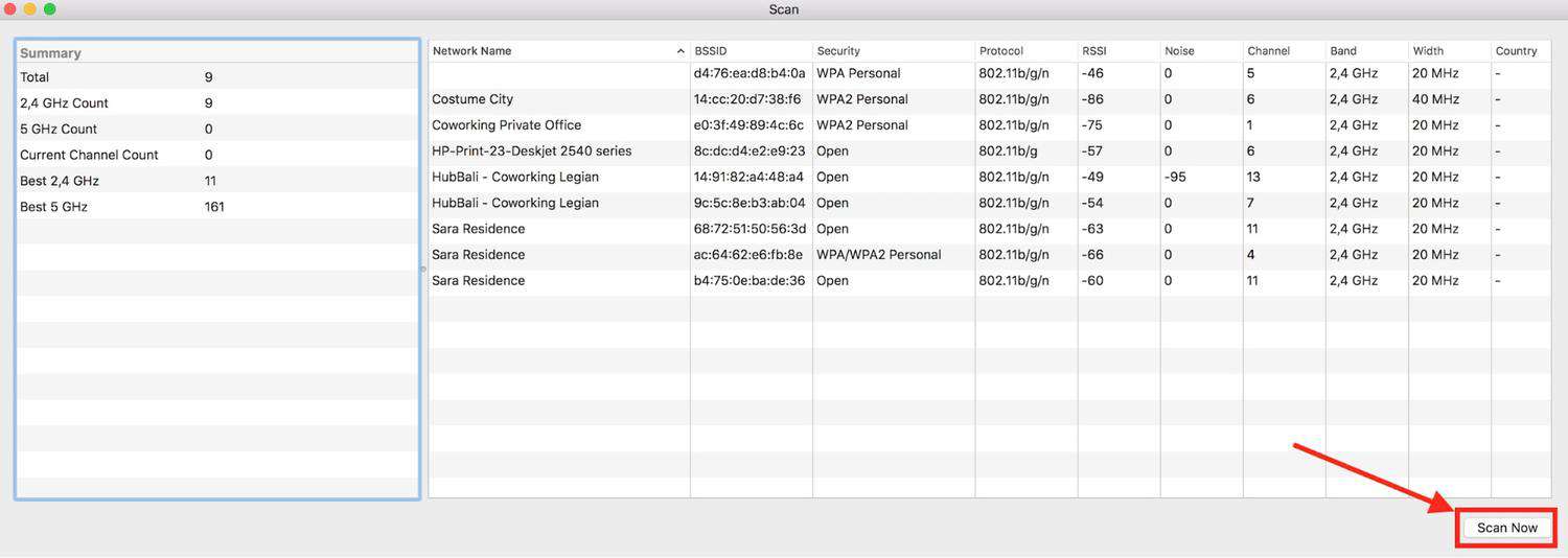 Locating Good Channels and Bad Neighbors with a Wi-Fi Scanner