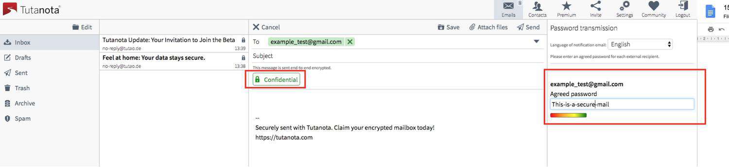 Tutanota encryption feature