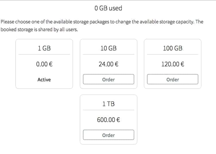 Tutanota storage packages