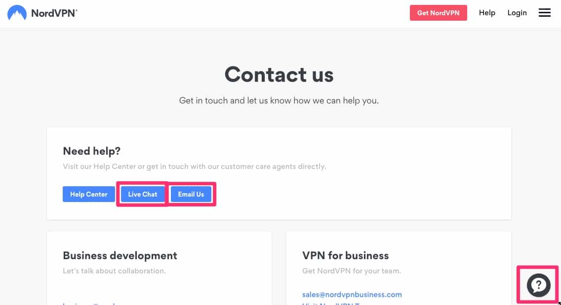 NordVPN Contact us