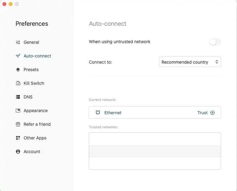 Preferences Auto-connect