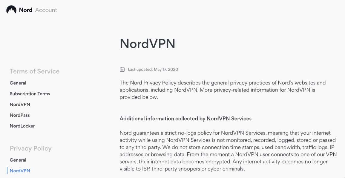 NordVPN Private Policy