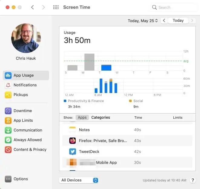 Screen Time: App Usage