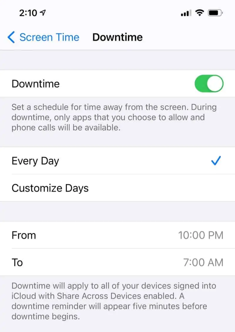 Screen Time: Downtime