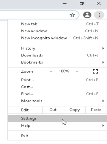 Settings option