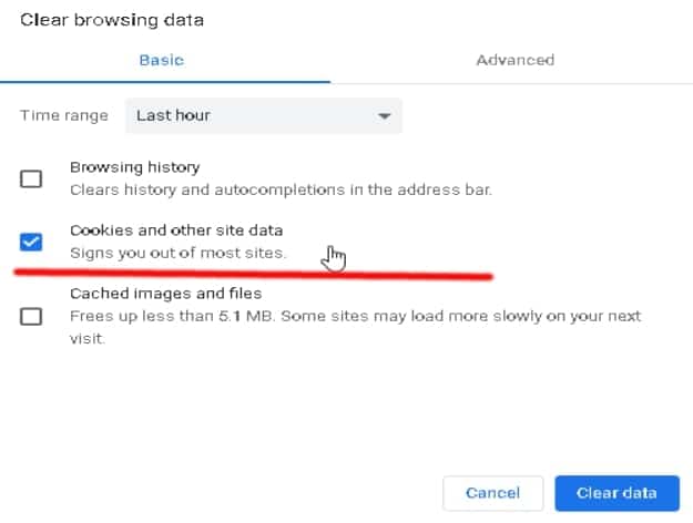 Clear browsing data