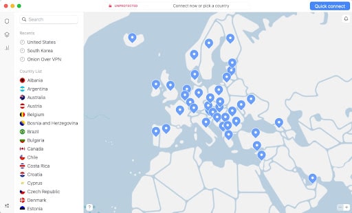 NordVPN server coverage