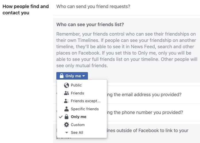 Facebook Who Can See Friends List