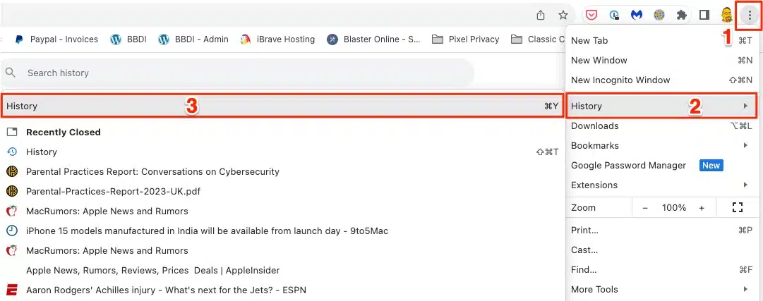 Google Chrome Clear Cache