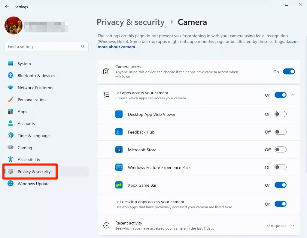 privacy security camera