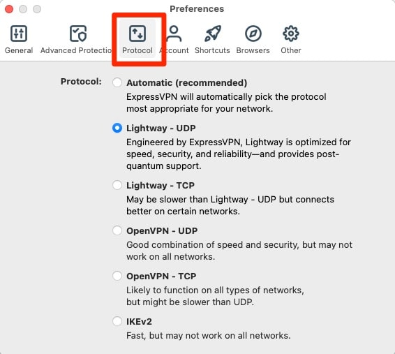 ExpressVPN protocol