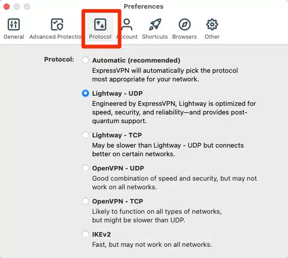 ExpressVPN protocol