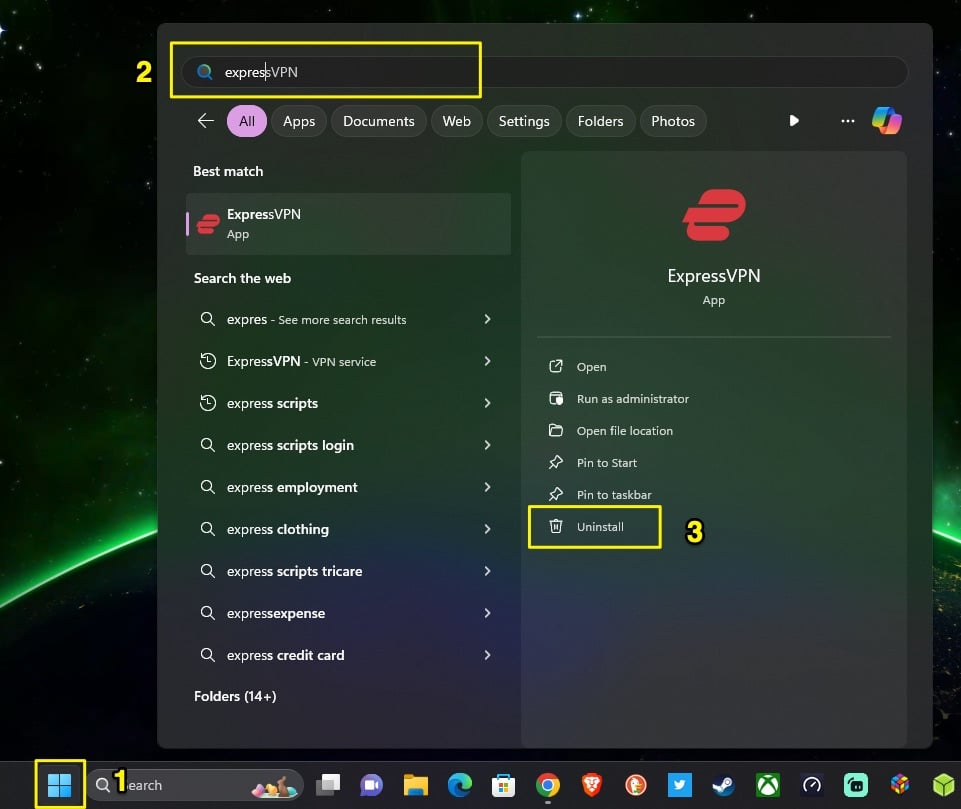 Uninstall-ExpressVPN-Windows