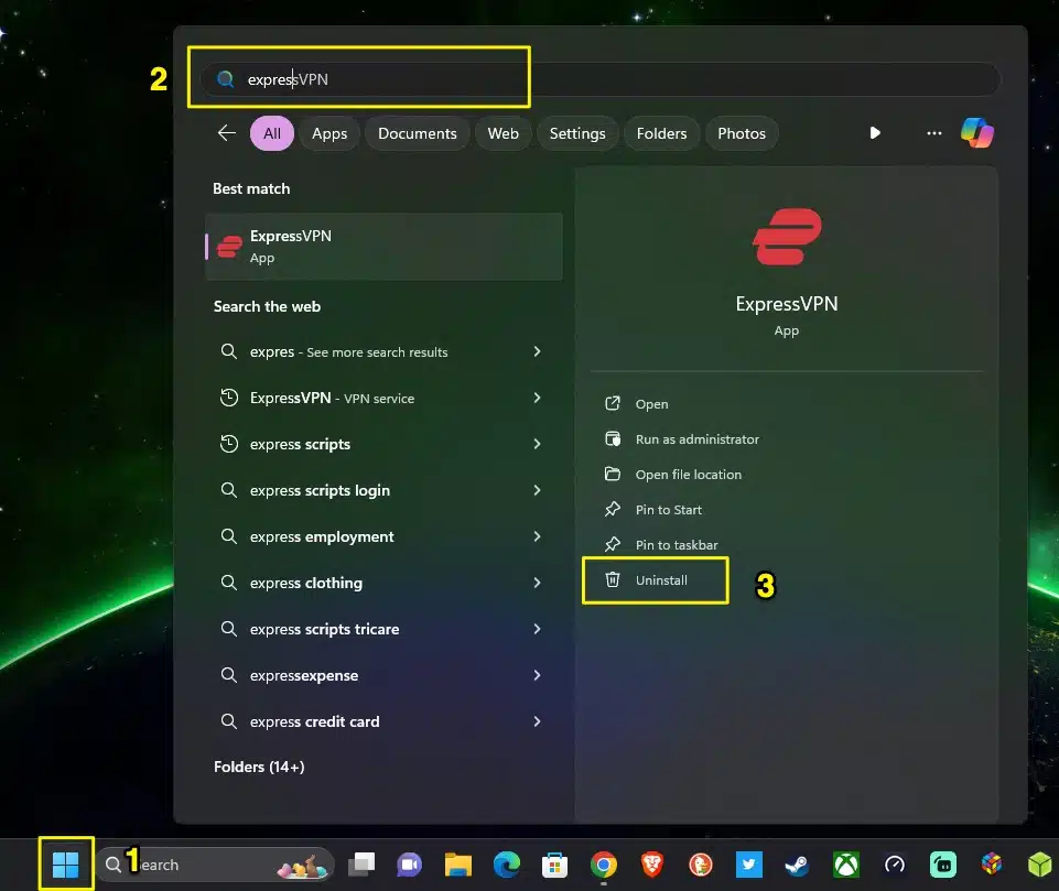 Uninstall-ExpressVPN-Windows