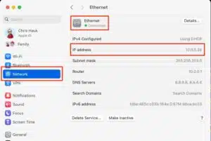 macOS Sonoma Network Troubleshooting Ethernet 1