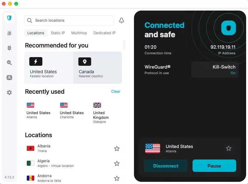 surfshark connected