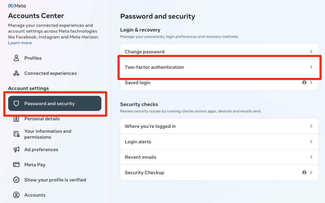 facebook security checks when logged in